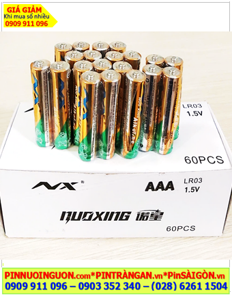 COMBO mua 01hộp=60viên Pin đũa AAA Nuoxing LR03 AM4 Alkaline 1.5v (Vàng) chính hãng _Giá chỉ 198.000/ Hộp 60viên